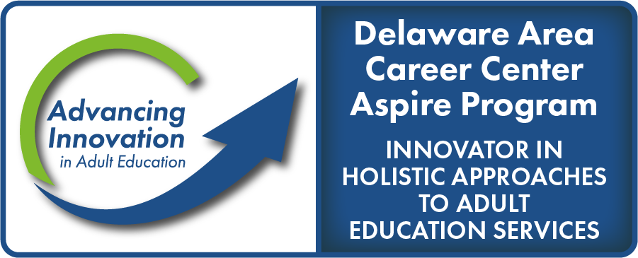 Advancing Innovation in Adult Education Logo, Delaware Area Career Center Aspire Program, Innovator in Holistic Approaches to Adult Education Services