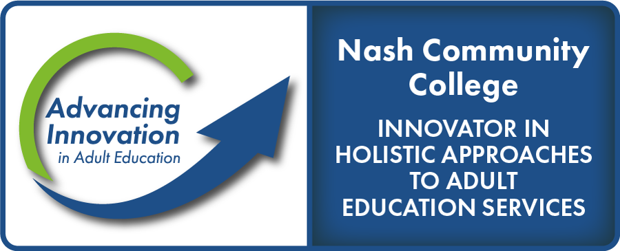 Advancing Innovation in Adult Education Logo, Nash Community College, Innovator in Holistic Approaches to Adult Education Services