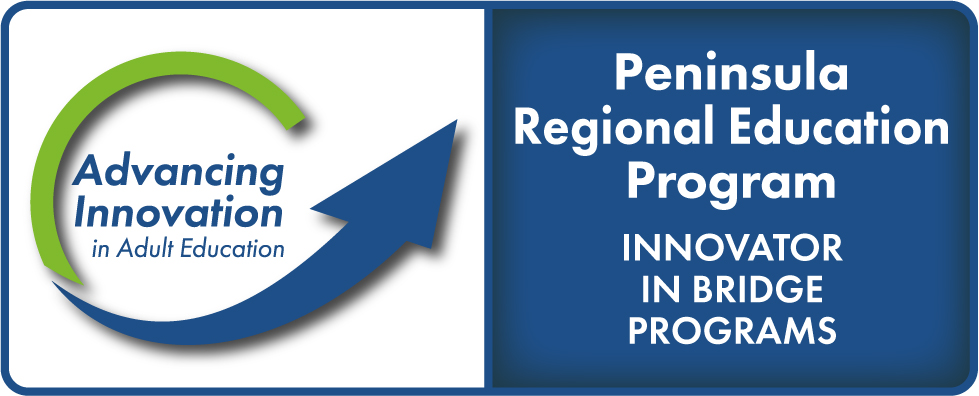 Advancing Innovation in Adult Education Logo, Peninsula Regional Education Program, Innovator in Bridge Programs