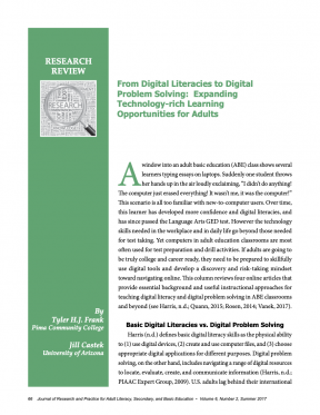 From Digital Literacies to Digital Problem Solving: Expanding Technology-rich Learning Opportunities for Adults