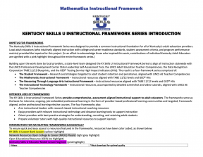 Kentucky Skills U Mathematics Instructional Framework