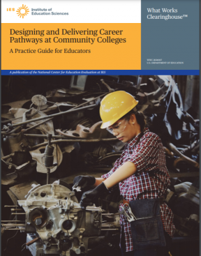 Publication cover page. Photo: A woman wearing a toolbelt, hard hat, and safely glasses performs repairs on a piece of machinery. 