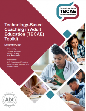 Cover of TBCAE Toolkit which includes images of adult students using mobile phones while studying.