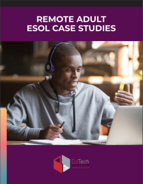 Case studies coverpage, featuring a photo of a young black man wearing headphones and looking at a laptop