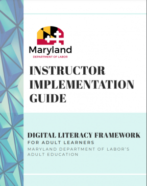 Screenshot of the cover of the Instructor Implementation Guide for the Digital Literacy Framework for Adult Learners