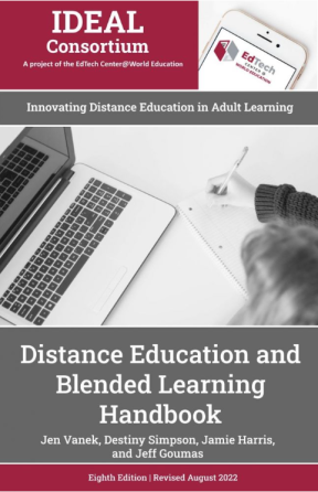 Screenshot of the cover of the IDEAL Distance Education and Blended Learning Handbook, 8th Edition