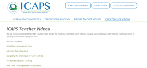 Screenshot of  ICAPS teacher videos webpage