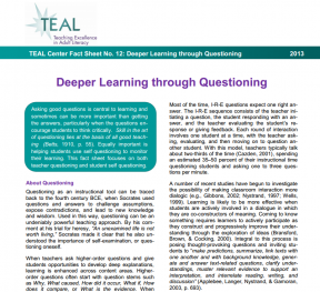 Decorative image for Resource Profile TEAL Fact Sheet No. 12: Deeper Learning through Questioning