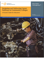 Publication cover page. Photo: A woman wearing a toolbelt, hard hat, and safely glasses performs repairs on a piece of machinery. 