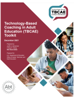 Cover of TBCAE Toolkit which includes images of adult students using mobile phones while studying.