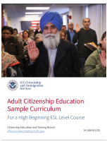 Cover page for Adult Citizenship Education Sample Curriculum For a High Beginning ESL Level Course