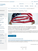 Screenshot of the Naturalization Eligibility Tool website