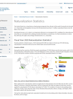 Screenshot of the website for Naturalization Statistics