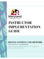 Screenshot of the cover of the Instructor Implementation Guide for the Digital Literacy Framework for Adult Learners