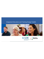 Image includes the resource's name: Integrated Education and Training Design Toolkit, a photo of four adults, and the logos of the course developers: AIR and Safal.