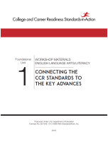 A red and white title page with black writing that says, “Connecting the CCR Standards to the Key Advances.”