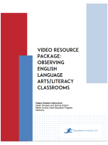 A red, blue and white title page with black writing that says, “Video Resource Package: Observing English Language Arts/Literacy Classrooms.” 