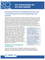 Image of Title Page: "Promising Practices for Integrated Education and Training Programs That Serve Beginning-Level Learners"